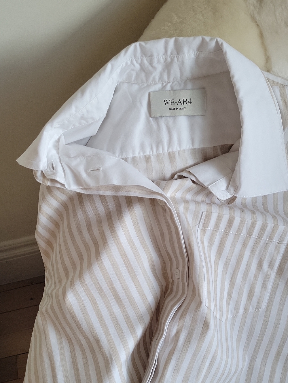 Women’s Cream & White Striped Button-Down Shirt